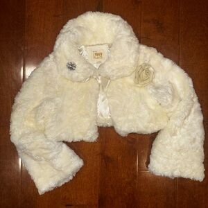 The Children’s Place Cream Faux Fur Cropped Jacket
